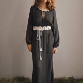 Hand Crochet Cotton Tie Belt: Bohemian Brown Waistband With Tassels