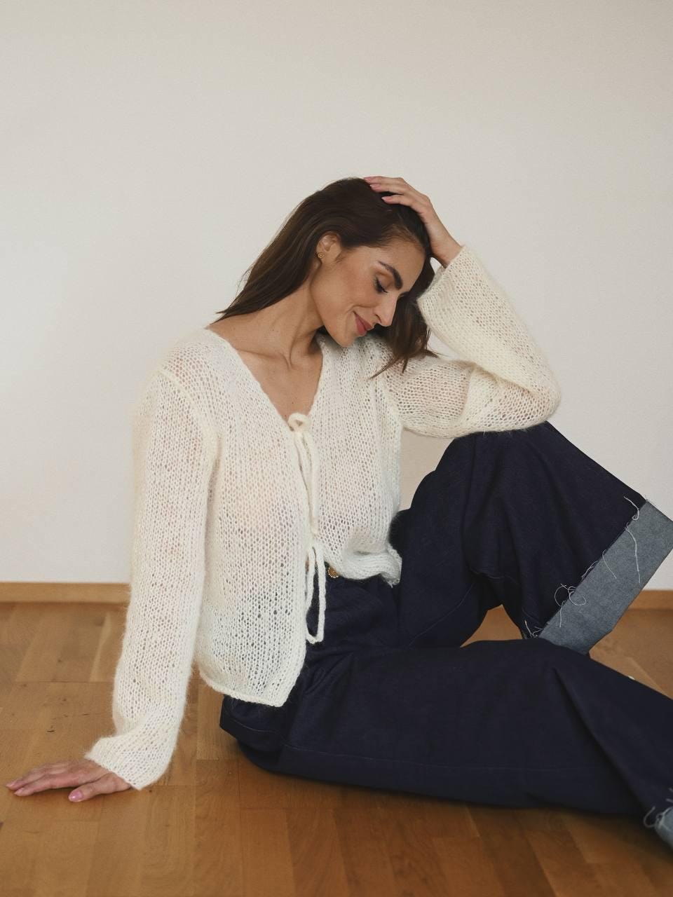 Handmade Mohair Knit Cardigan: Cozy Lightweight Sweater