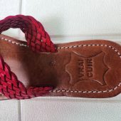 Double Strap Braided Moroccan Sandals For Women – Handmade Red Leather Summer Flats – Artisan Slip-on Shoes 37 To 42 – Real Leather Slides