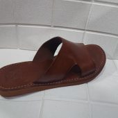 Handmade Moroccan Leather Sandals For Men – Traditional Brown Slides | Artisan Open Toe Slip-on Slippers | Flat Rustic Shoes For Comfort