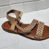 Handmade Moroccan Leather Sandals – Braided Flat Sandals For Women – Natural Tan Summer Shoes With Ankle Strap – Artisanmoroccatelie